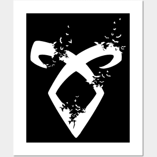 Shadowhunters / The mortal istruments - Angelic power rune with destructive bats (white) - Clary, Alec, Jace, Izzy, Magnus - Mundane Posters and Art